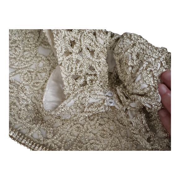 Rare Editions Girls Green Gold Lace Beaded High Low Formal Dress Size 10 - Picture 7 of 9